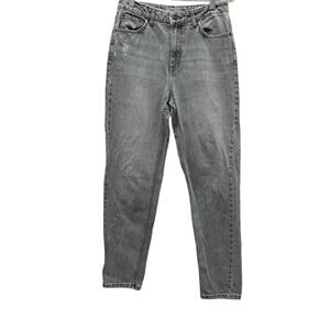 TOPSHOP Moto Mom Jeans Sz 28 Black Distressed Acid Washed Hi Rise Ankle